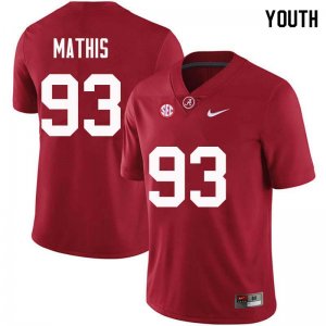 NCAA Youth Alabama Crimson Tide #93 Phidarian Mathis Stitched College Nike Authentic Crimson Football Jersey JX17A66LN